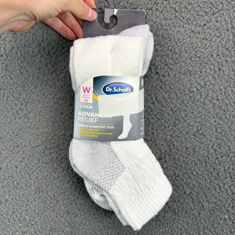 Dr Scholls Womens‎ Advanced Relief Ankle Socks 2 Pair White Size 8-12